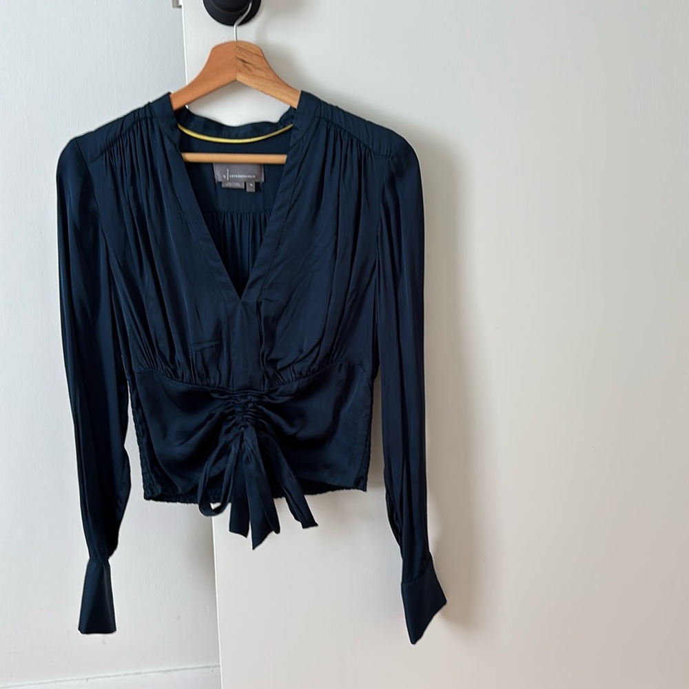 Anthropologie Blue Silk Blouse